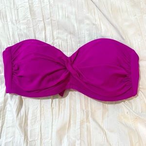 $69 Becca Women's Berry Pink Strapless Bikini Top Swimwear Cup Size D